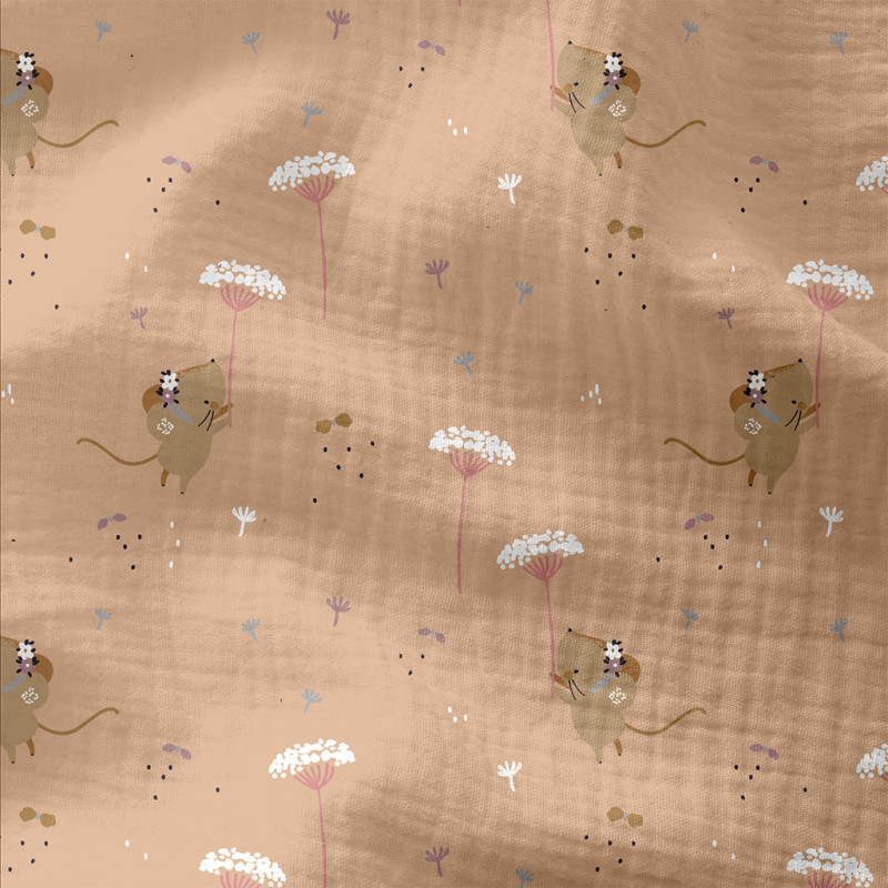 Printed Double Gauze MISSOU Skin / Pink